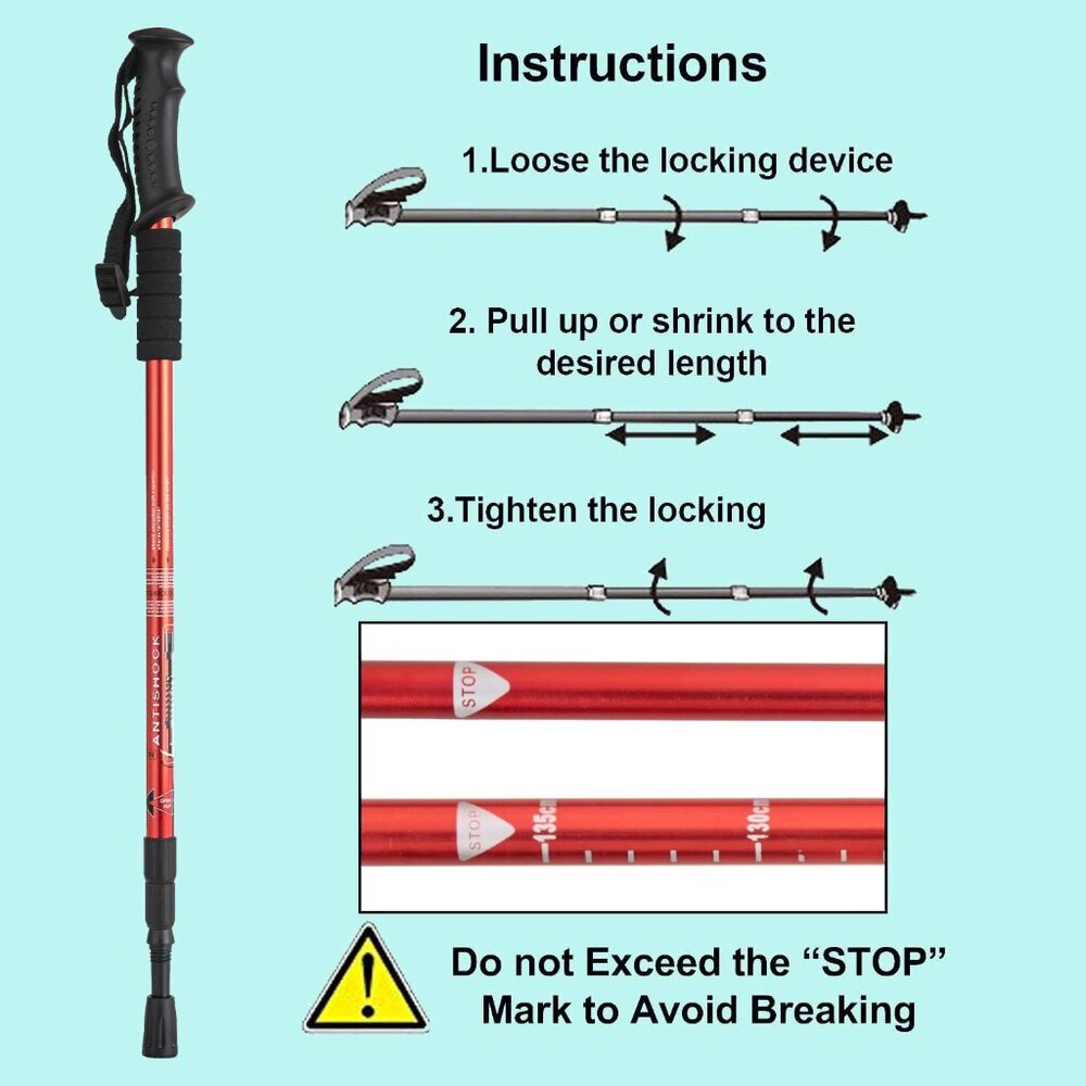 Hiking Trekking Poles, 2 Pack Collapsible, Lightweight, Anti Shock, Walking Stic - Picture 7 of 7